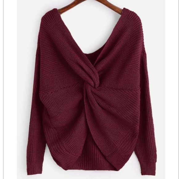 LAST 1‼️TWIST front back BURGUNDY SWEATER- Sweater - Picture 2 of 5
